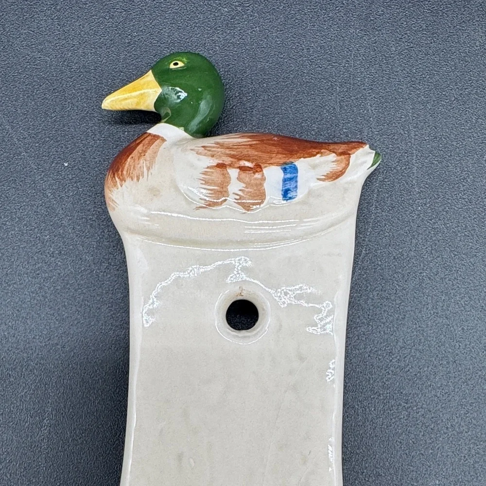 Otagiri Ceramic Spoon Rest with Mallard Duck Accent in Cream and Green